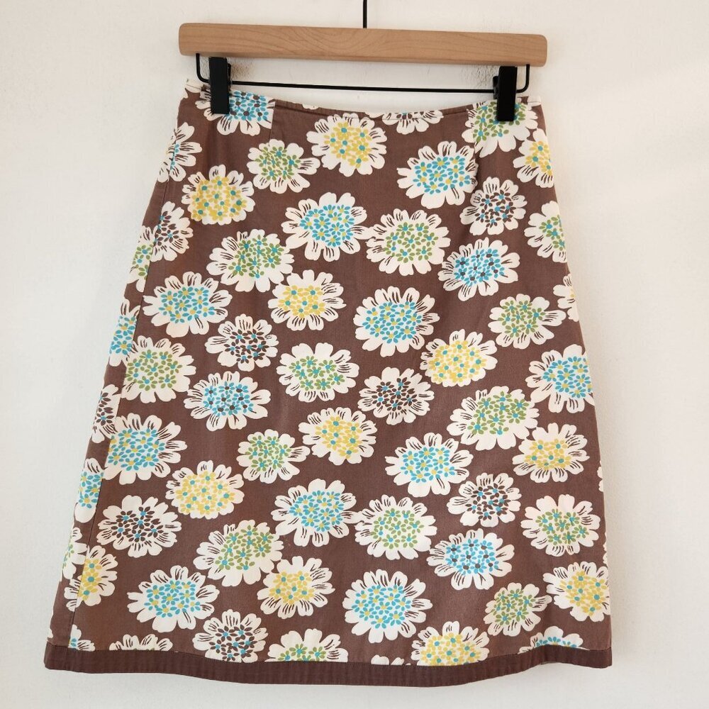 Boden Brown Floral A-Line Skirt